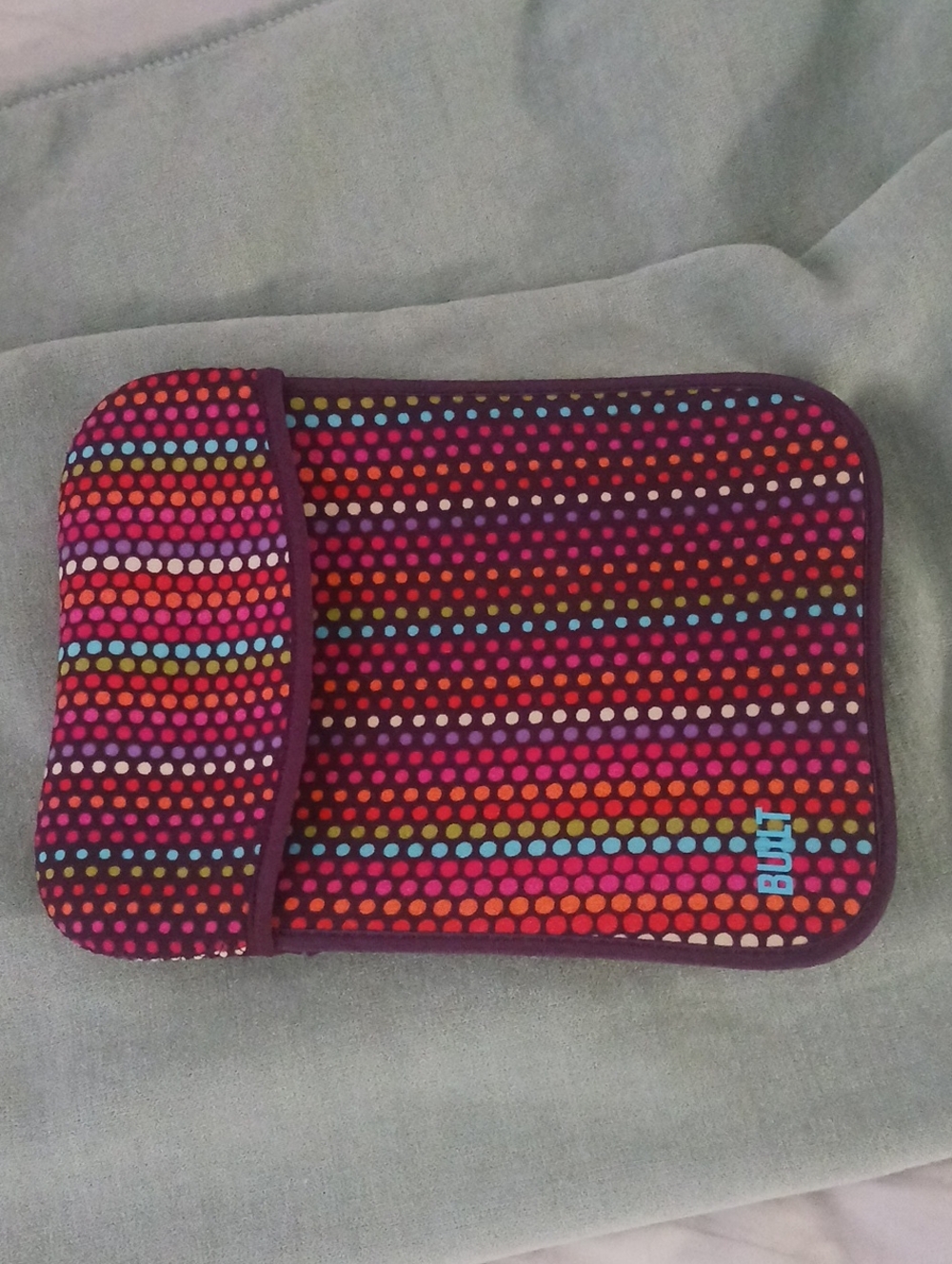 Colorful Polka Dot Tech Sleeve with Blue 'Built Logo